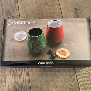 New Stainless Steel Christmas Red/Green Speckled Wine Tumblers Set 14 Oz